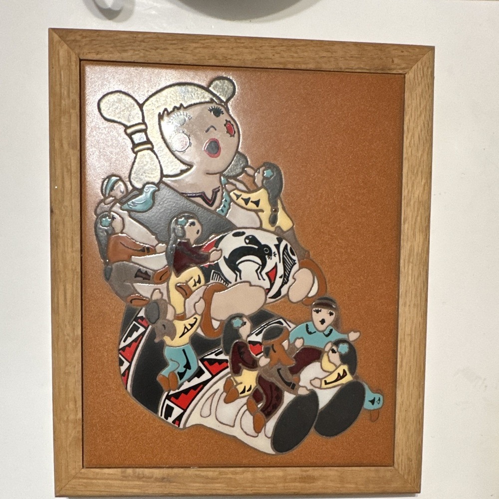 Arius Santa Fe Art Tile 1992 Pueblo Storyteller Framed Southwest Decor 8x10